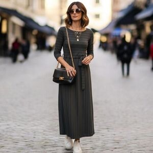 ​Carly Jean Los‎ Angeles CJLA Striped Maxi Dress Small Gray